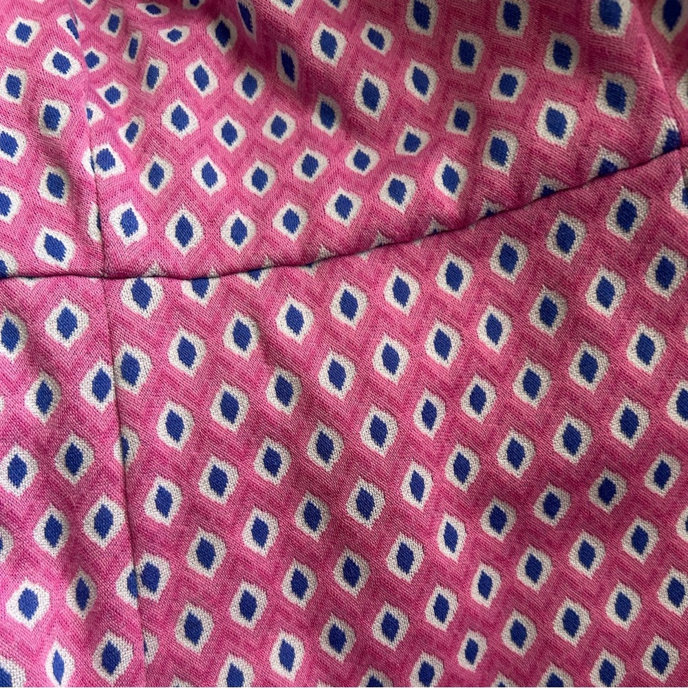 Tyler Boe Ella Diamond Print Sleeveless Dress Ruffle Back Pink Blue Sz XS - Picture 9 of 9
